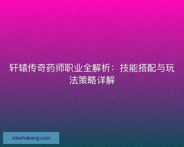 轩辕传奇药师职业全解析：技能搭配与玩法策略详解