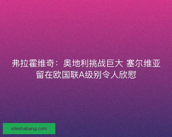 弗拉霍维奇：奥地利挑战巨大 塞尔维亚留在欧国联A级别令人欣慰