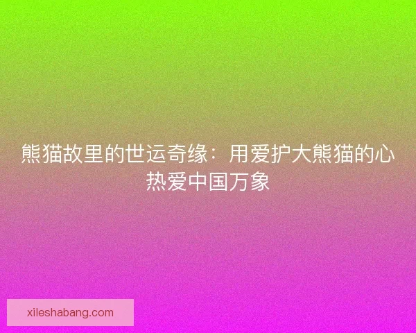 熊猫故里的世运奇缘:用爱护大熊猫的心热爱中国万象 熊猫故里的世运奇缘:用爱护大熊猫的心热爱中国万象