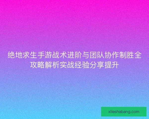绝地求生手游战术进阶与团队协作制胜全攻略解析实战经验分享提升 绝地求生手游战术进阶与团队协作制胜全攻略解析实战经验分享提升