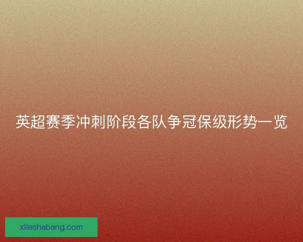 英超赛季冲刺阶段各队争冠保级形势一览 英超赛季冲刺阶段各队争冠保级形势一览